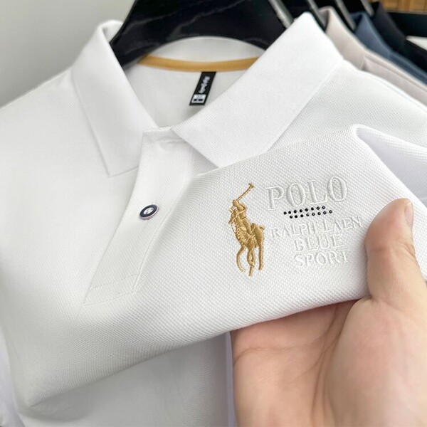 Cross-Border Summer Business New Men's Short-Sleeved Polo Shirt with a Turn-Down Collar, Casual Solid Color Fashion Embroidered Cotton-Like T-Shirt - Image 5