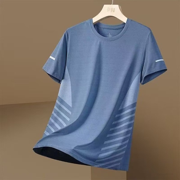 Cool Ice Silk T-Shirt Men's Short-Sleeved Export New Summer Thin Quick-Drying Breathable Half-Sleeved Men's Loose Tops - Image 3