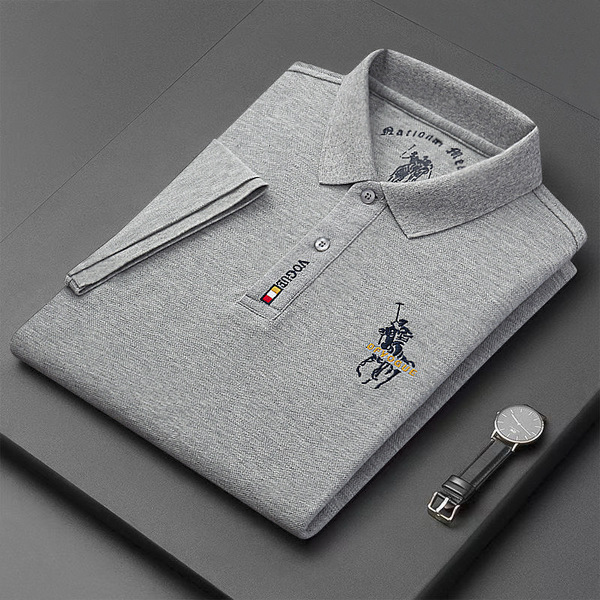 Cross-Border Summer Business New Men's Short-Sleeved Polo Shirt with a Turn-Down Collar, Casual Solid Color Fashion Embroidered Cotton-Like T-Shirt - Image 4