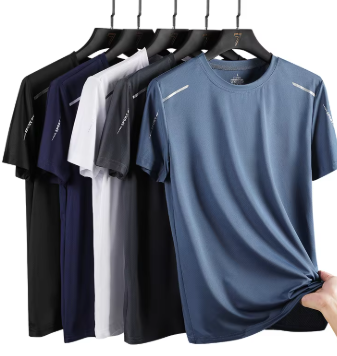 Cool Ice Silk T-Shirt Men's Short-Sleeved Export New Summer Thin Quick-Drying Breathable Half-Sleeved Men's Loose Tops - Image 5