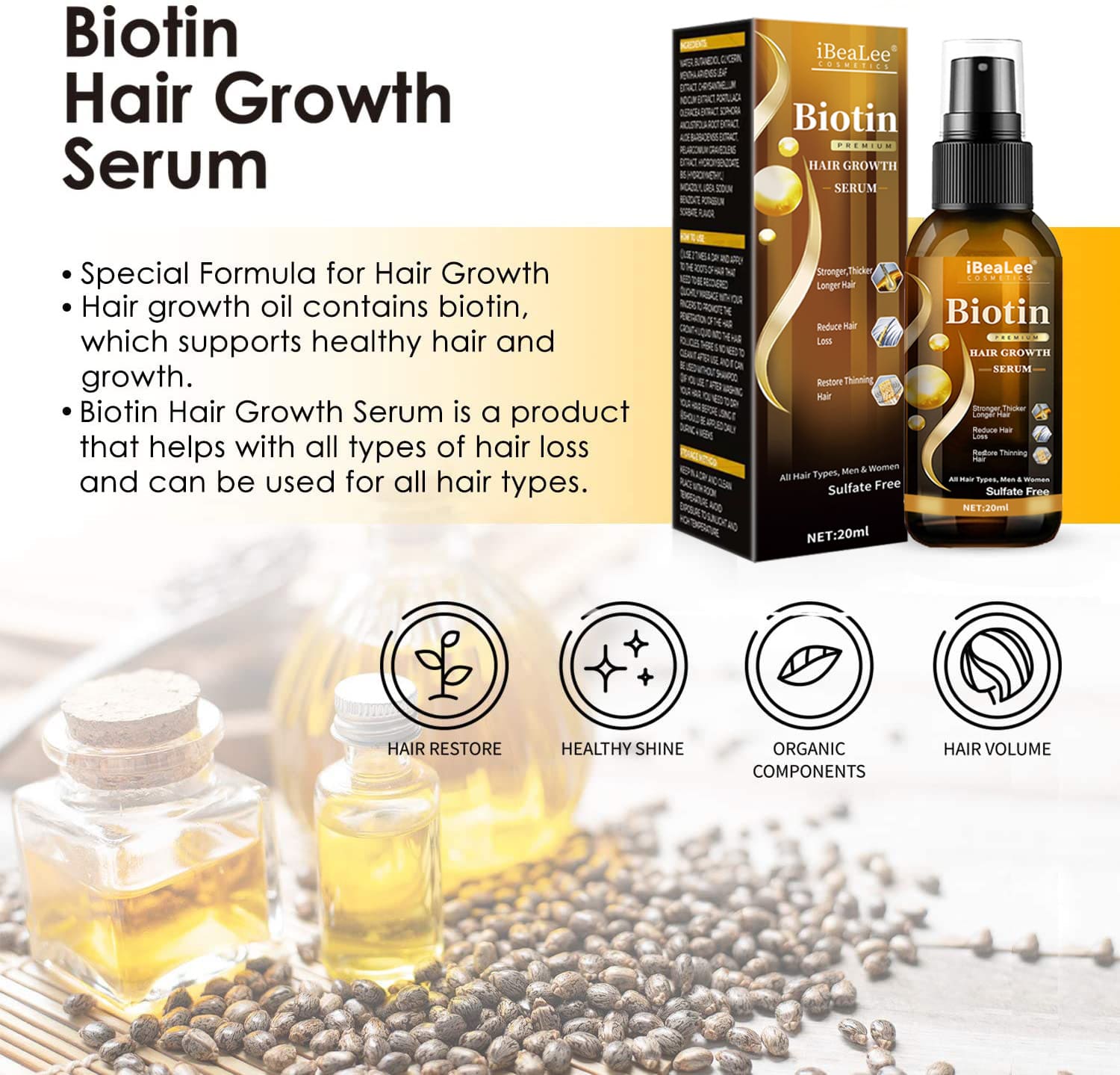 iBeaLee Hair Care Solution Strong Hair Nutrition Anti-falling Moisturizing Hair Root Thick Scalp Massage Nutrition - Image 4