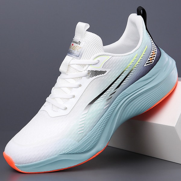 Thick-Soled, Resilient, Comfortable Running Shoes, Youth Lace-Up, Color-Blocked, Spring Style, Breathable Sports Shoes