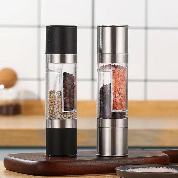 grinder bidirectional manual black pepper grinder sea salt Fiber grinding bottle glass seasonings bottle - Image 4