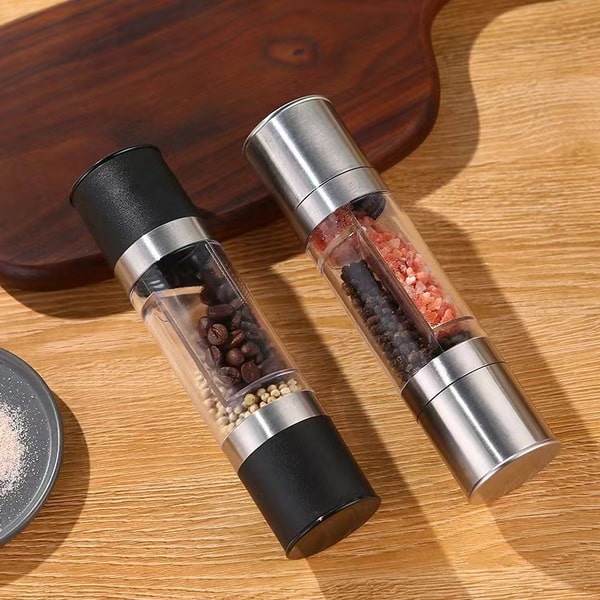 grinder bidirectional manual black pepper grinder sea salt Fiber grinding bottle glass seasonings bottle - Image 2