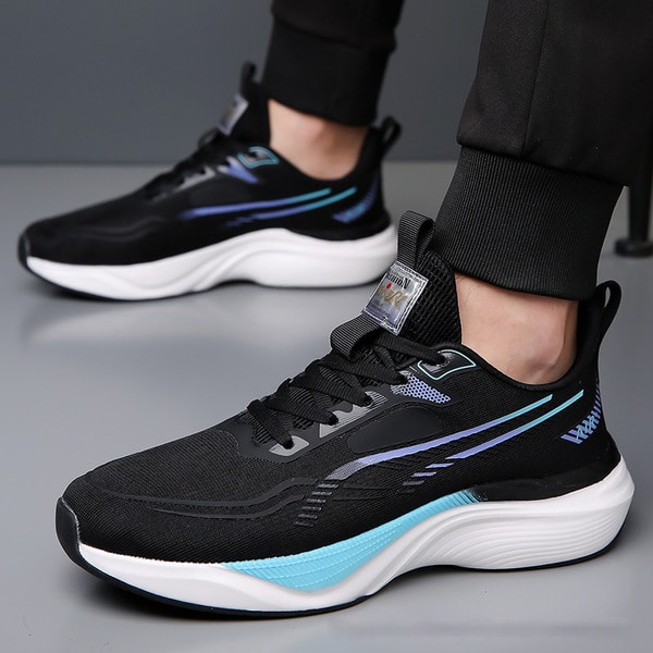 Thick-Soled, Resilient, Comfortable Running Shoes, Youth Lace-Up, Color-Blocked, Spring Style, Breathable Sports Shoes - Image 3